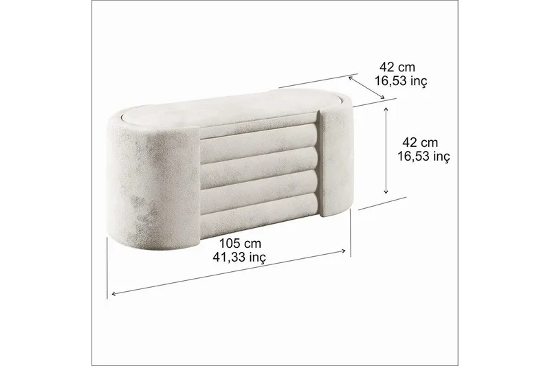 Benk Veyaa Krem i Boks - Cremehvit - Møbler - Stoler & lenestoler - Krakk - Fotskammel - Sovbar fotskammel