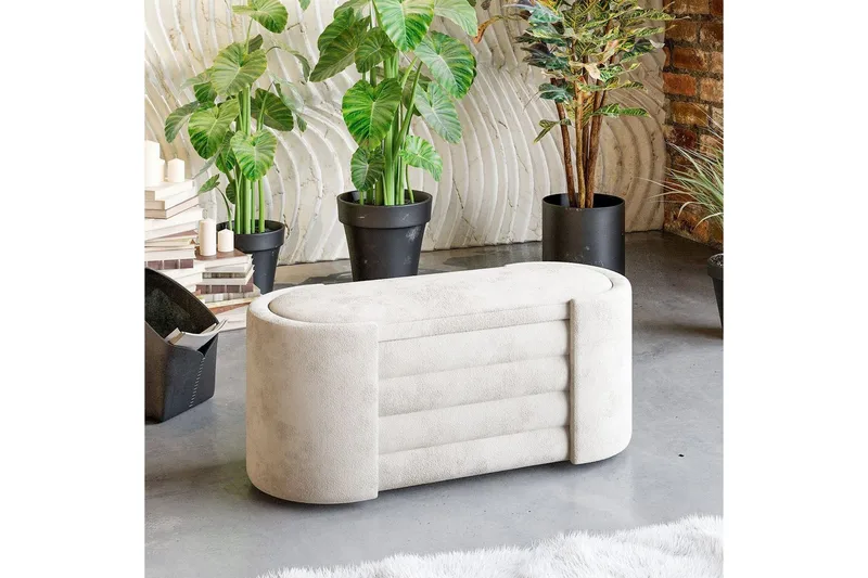 Benk Veyaa Krem i Boks - Cremehvit - Møbler - Stoler & lenestoler - Krakk - Fotskammel - Sovbar fotskammel