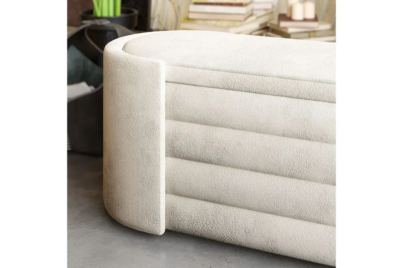Benk Veyaa Krem i Boks - Cremehvit - Møbler - Stoler & lenestoler - Krakk - Fotskammel - Sovbar fotskammel