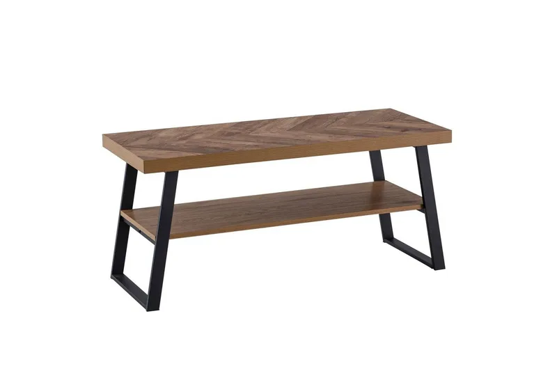 Benke Wohnling Dekor i eikefiskebensmønster med hylle solid metallramme moderne utseende, undefined