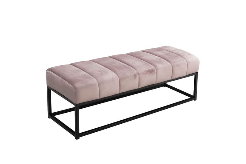 Benke Wohnling fløyelstrukket moderne quiltet elegant metallramme Rosa - Rosa - Møbler - Stoler & lenestoler - Benk - Entrebenk
