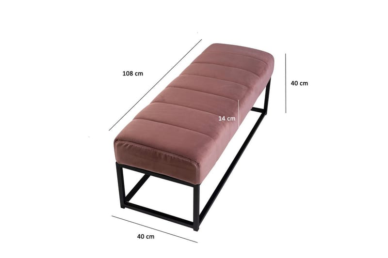 Benke Wohnling fløyelstrukket moderne quiltet elegant metallramme Rosa - Rosa - Møbler - Stoler & lenestoler - Benk - Entrebenk