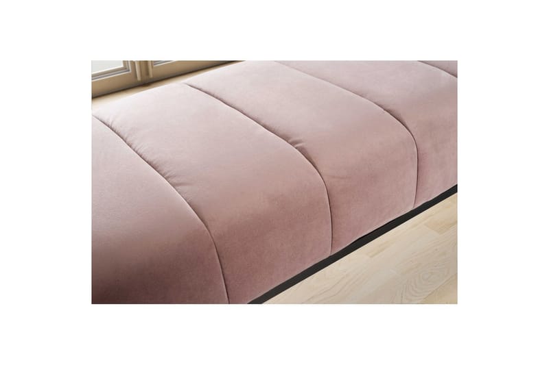 Benke Wohnling fløyelstrukket moderne quiltet elegant metallramme Rosa - Rosa - Møbler - Stoler & lenestoler - Benk - Entrebenk