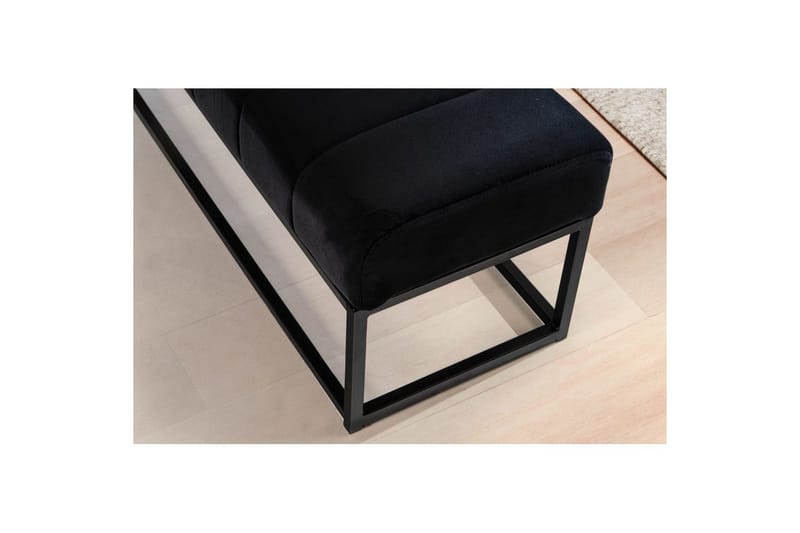 Benke Wohnling fløyelstrukket moderne quiltet elegant metallramme Svart - Svart - Møbler - Stoler & lenestoler - Benk - Entrebenk