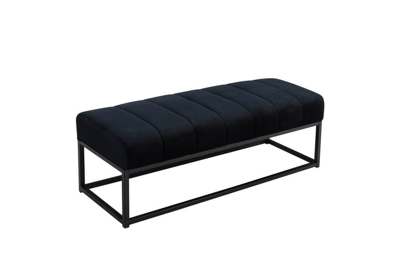 Benke Wohnling fløyelstrukket moderne quiltet elegant metallramme Svart - Svart - Møbler - Stoler & lenestoler - Benk - Entrebenk