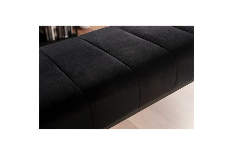 Benke Wohnling fløyelstrukket moderne quiltet elegant metallramme Svart - Svart - Møbler - Stoler & lenestoler - Benk - Entrebenk
