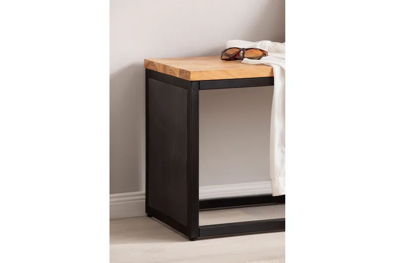 Benke Wohnling Industriell massivtre akasie sete steinlook metallramme - Møbler - Stoler & lenestoler - Benk - Entrebenk