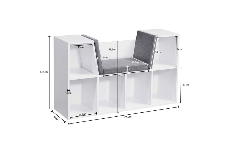 Benke Wohnling Melaminbelagt Sponplate Polstret Sitteplass Oppbevaringsplass Moderne - Møbler - Stoler & lenestoler - Benk