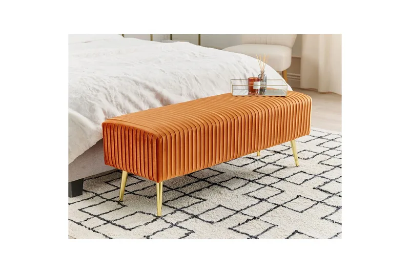 Benken Paterson Oransje/gull - Oransje/gull - Møbler - Stoler & lenestoler - Benk - Entrebenk