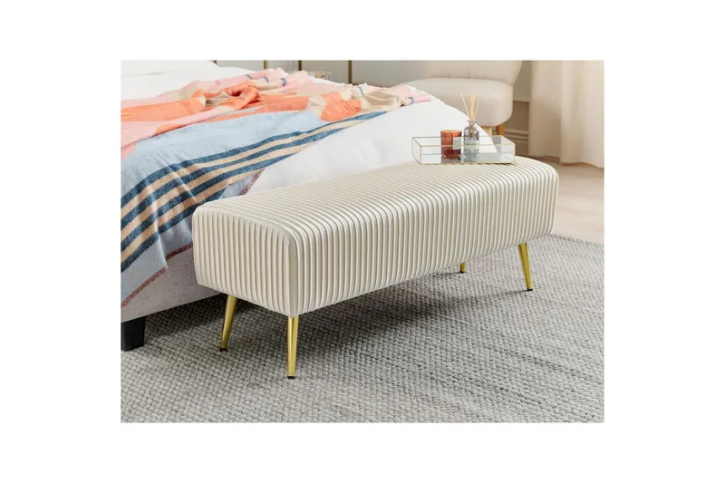 Benken Paterson Hvitt/gull - Hvitt/gull - Møbler - Stoler & lenestoler - Benk - Entrebenk