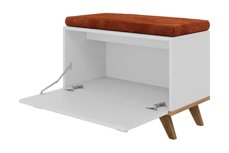 Cheshunt Sittebenk med Oppbevaring - Hvit/Eik - Møbler - Stoler & lenestoler - Benk - Entrebenk - Entrebenk med oppbevaring