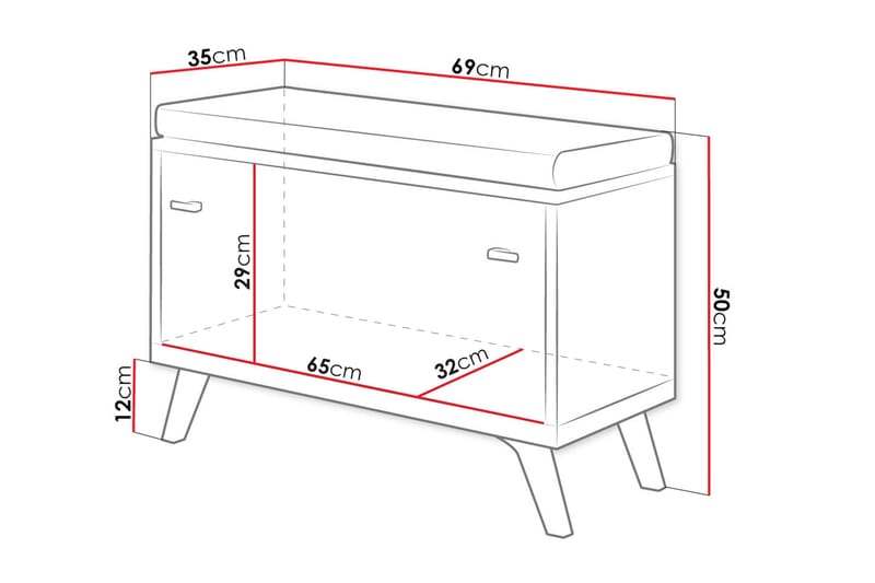 Cheshunt Sittebenk med Oppbevaring - Hvit/Eik - Møbler - Stoler & lenestoler - Benk - Entrebenk - Entrebenk med oppbevaring