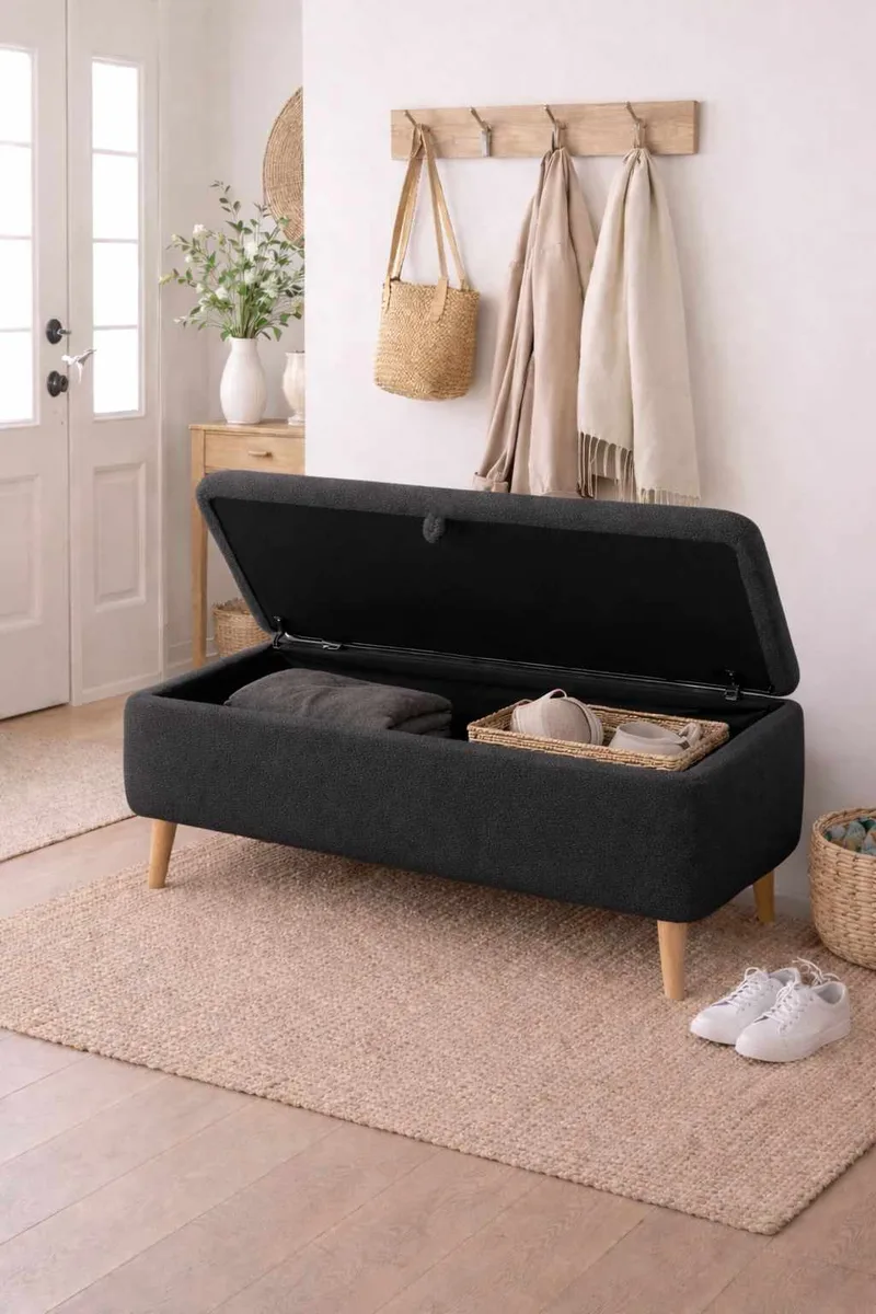 Benk Atelier Del Sofa Rena (90 x 45 x 30 cm) Antrasitt - Antrasitt - Møbler - Stoler & lenestoler - Benk - Entrebenk - Entrebenk med oppbevaring