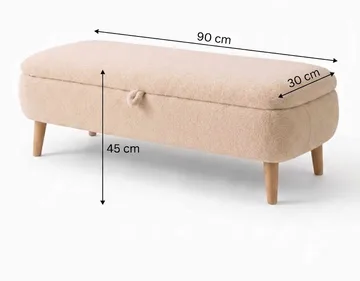 Benk Atelier Del Sofa Rena (90 x 45 x 30 cm) Beige - Beige - Møbler - Stoler & lenestoler - Benk - Entrebenk - Entrebenk med oppbevaring