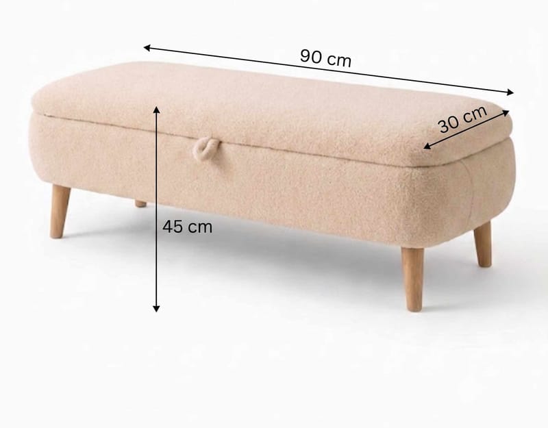 Benk Atelier Del Sofa Rena (90 x 45 x 30 cm) Beige - Beige - Møbler - Stoler & lenestoler - Benk - Entrebenk - Entrebenk med oppbevaring