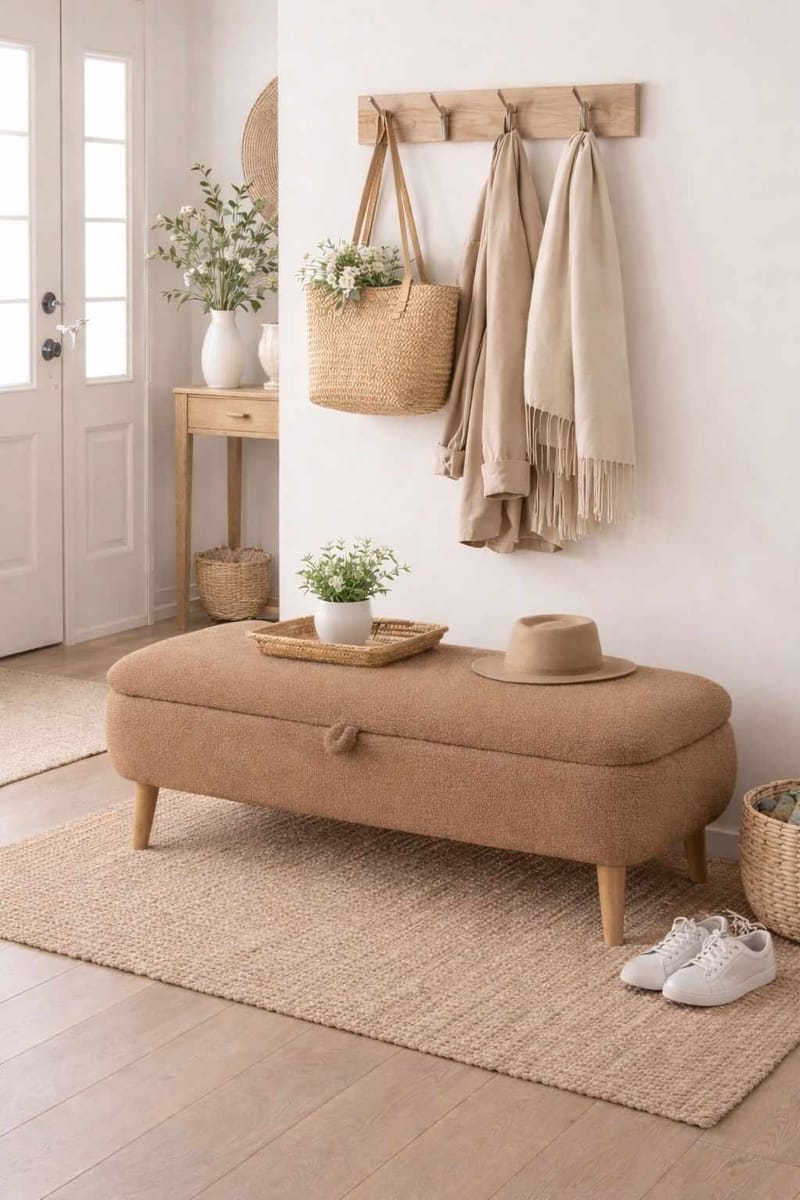 Benk Atelier Del Sofa Rena (90 x 45 x 30 cm) Brun - Brun - Møbler - Stoler & lenestoler - Benk - Entrebenk - Entrebenk med oppbevaring