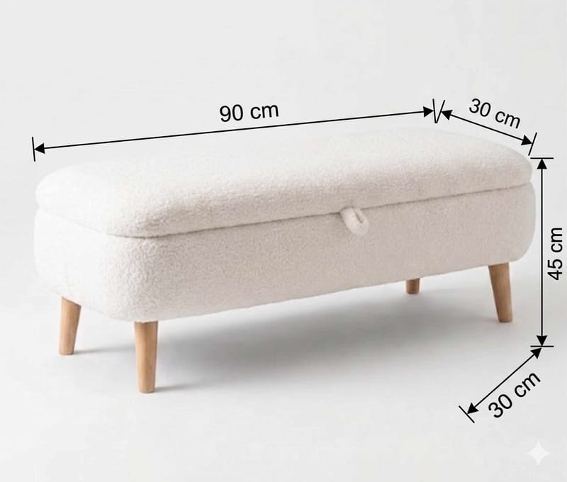 Benk Atelier Del Sofa Rena (90 x 45 x 30 cm) Hvit - Hvit - Møbler - Stoler & lenestoler - Benk - Entrebenk - Entrebenk med oppbevaring
