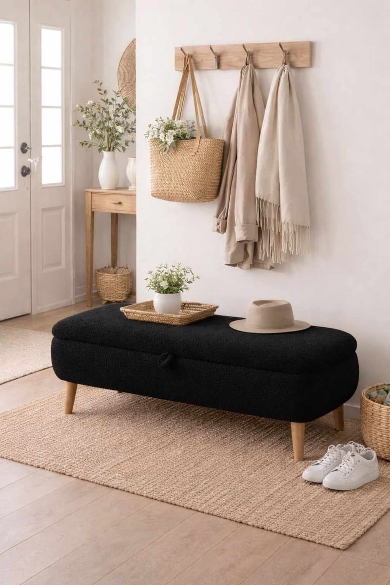 Benk Atelier Del Sofa Rena (90 x 45 x 30 cm) Svart - Svart - Møbler - Stoler & lenestoler - Benk - Entrebenk - Entrebenk med oppbevaring