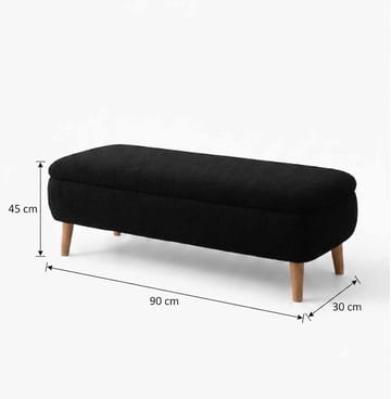 Benk Atelier Del Sofa Rena (90 x 45 x 30 cm) Svart - Svart - Møbler - Stoler & lenestoler - Benk - Entrebenk - Entrebenk med oppbevaring