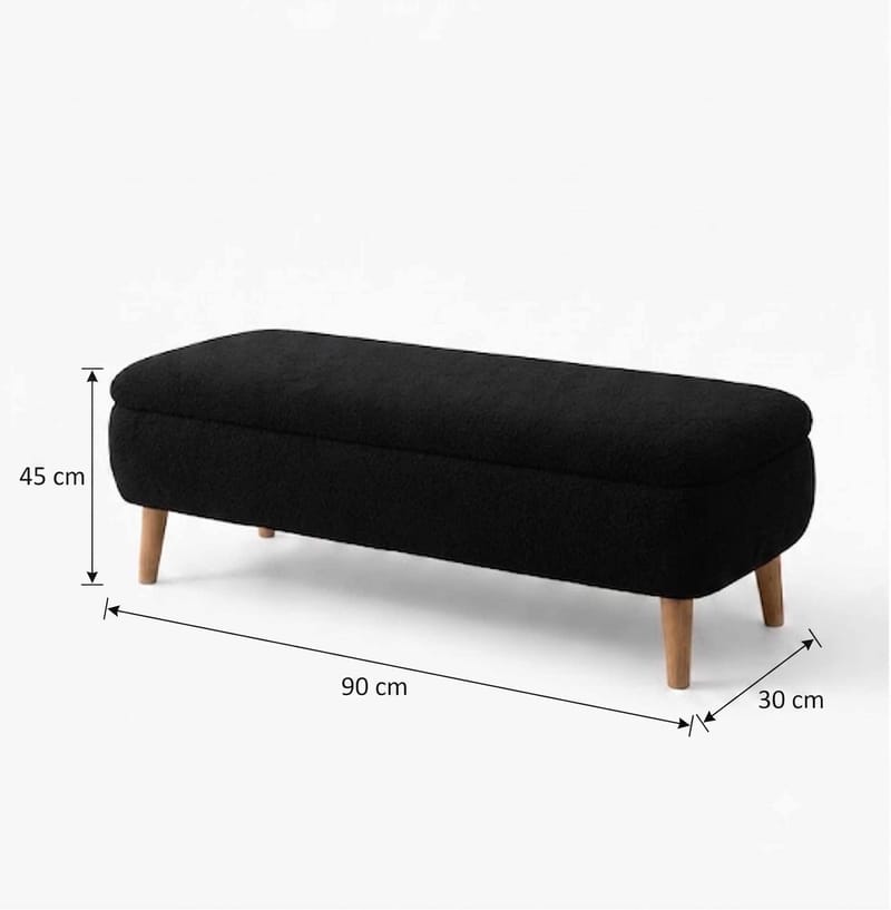 Benk Atelier Del Sofa Rena (90 x 45 x 30 cm) Svart - Svart - Møbler - Stoler & lenestoler - Benk - Entrebenk - Entrebenk med oppbevaring