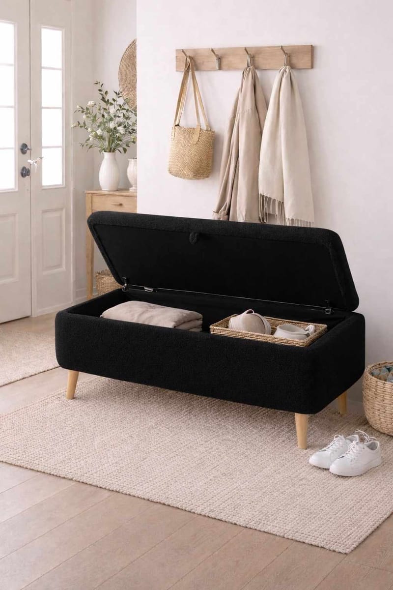 Benk Atelier Del Sofa Rena (90 x 45 x 30 cm) Svart - Svart - Møbler - Stoler & lenestoler - Benk - Entrebenk - Entrebenk med oppbevaring