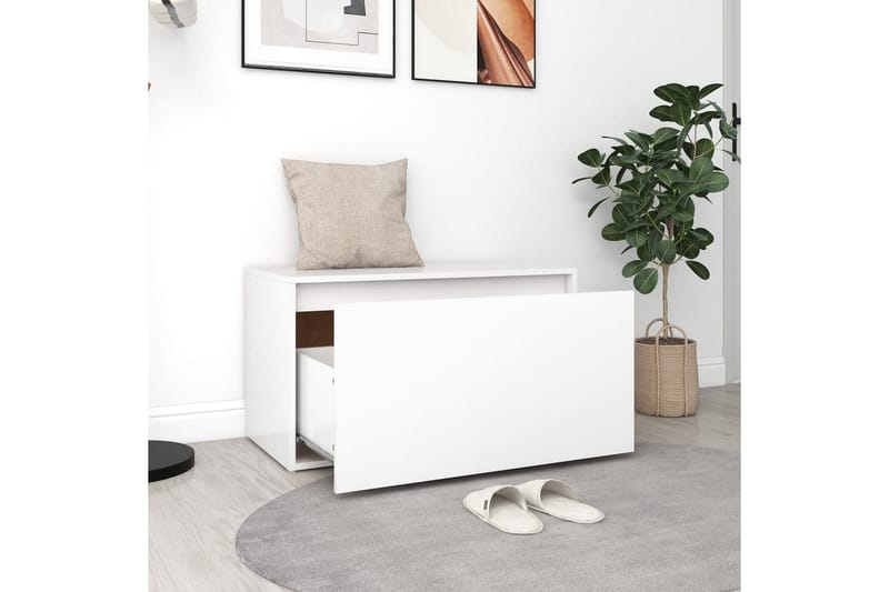 Gangbenk 80x40x45 cm hvit sponplate - Hvit - Møbler - Stoler & lenestoler - Benk - Entrebenk - Entrebenk med oppbevaring