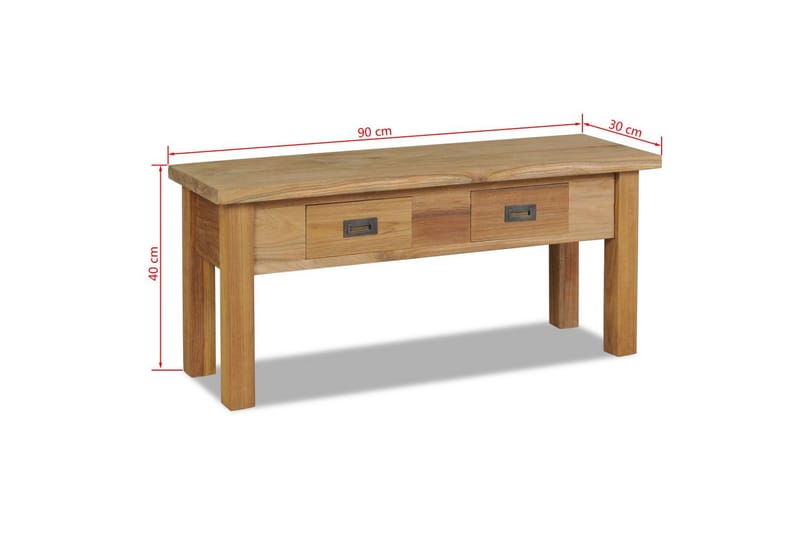 Hallbenk massiv teak 90x30x40 cm - Teak - Møbler - Stoler & lenestoler - Benk - Entrebenk - Entrebenk med oppbevaring