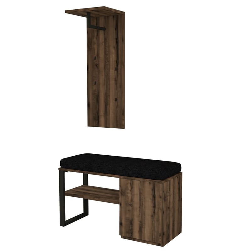 Uniqo Hallstativsett 35x90x35 cm - Antikk valnøtt - Møbler - Stoler & lenestoler - Benk - Entrebenk - Entrebenk med oppbevaring