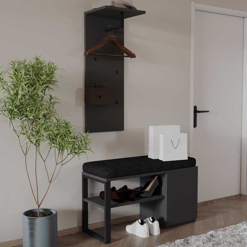 Uniqo Hallstativsett 35x90x35 cm - Antrasitt - Møbler - Stoler & lenestoler - Benk - Entrebenk - Entrebenk med oppbevaring
