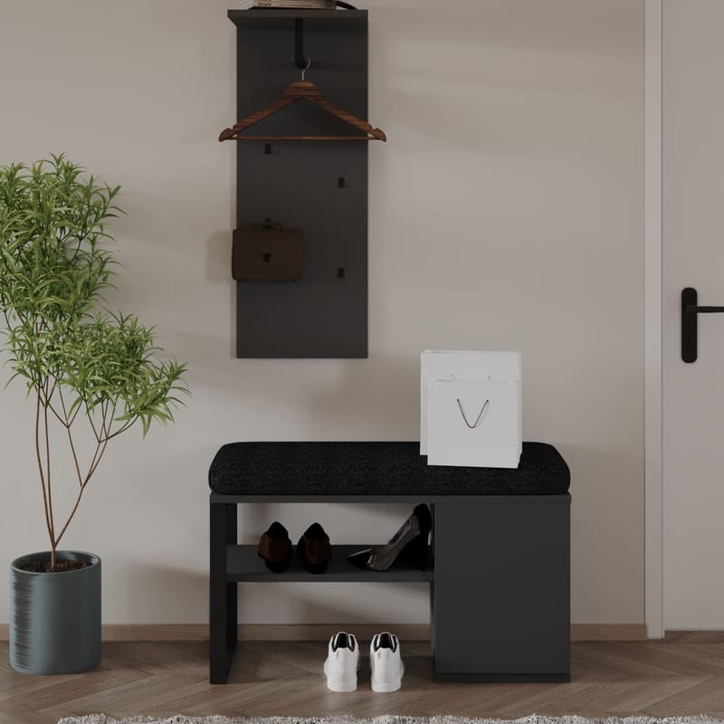 Uniqo Hallstativsett 35x90x35 cm - Antrasitt - Møbler - Stoler & lenestoler - Benk - Entrebenk - Entrebenk med oppbevaring