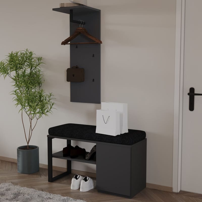 Uniqo Hallstativsett 35x90x35 cm - Antrasitt - Møbler - Stoler & lenestoler - Benk - Entrebenk - Entrebenk med oppbevaring