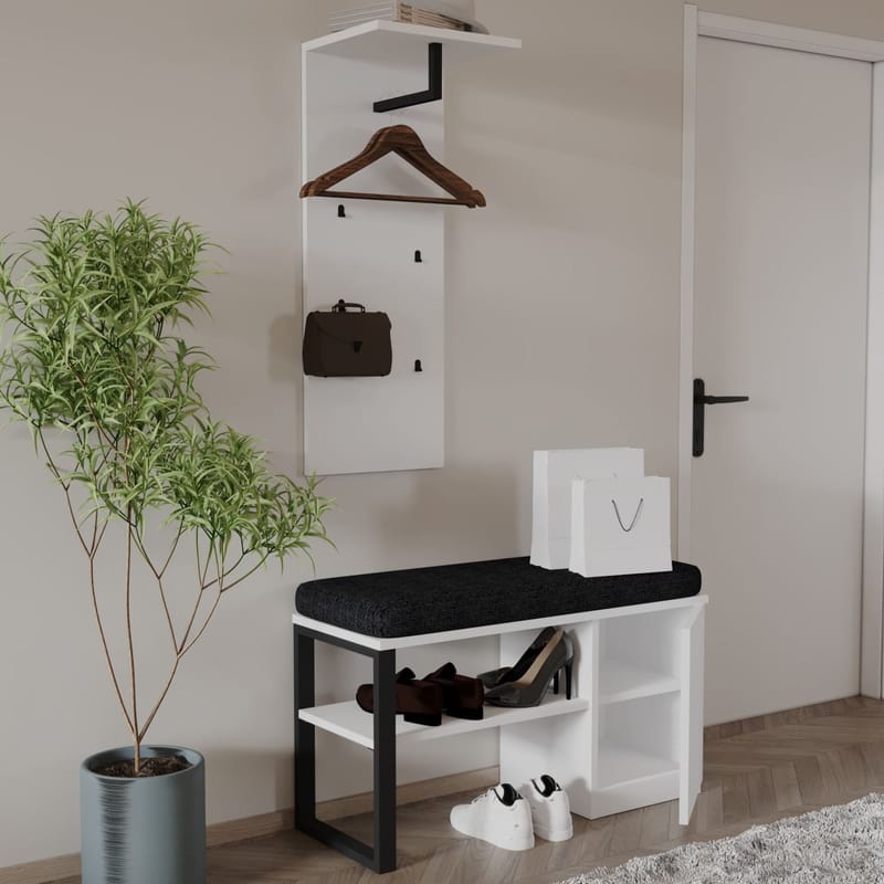 Uniqo Hallstativsett 35x90x35 cm - Hvit - Møbler - Stoler & lenestoler - Benk - Entrebenk - Entrebenk med oppbevaring