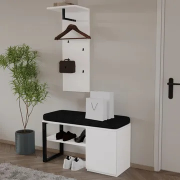 Uniqo Hallstativsett 35x90x35 cm - Hvit - Møbler - Stoler & lenestoler - Benk - Entrebenk - Entrebenk med oppbevaring