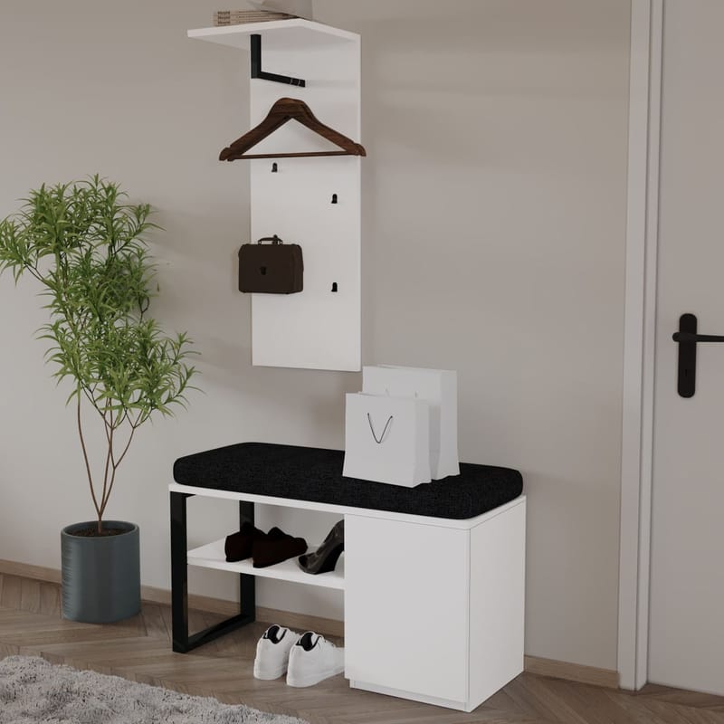 Uniqo Hallstativsett 35x90x35 cm - Hvit - Møbler - Stoler & lenestoler - Benk - Entrebenk - Entrebenk med oppbevaring