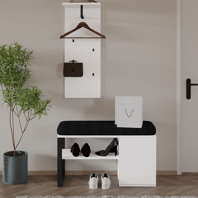 Uniqo Hallstativsett 35x90x35 cm - Hvit - Møbler - Stoler & lenestoler - Benk - Entrebenk - Entrebenk med oppbevaring