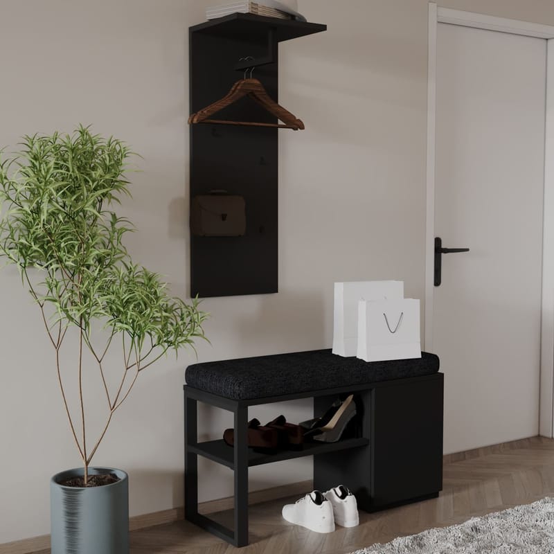 Uniqo Hallstativsett 35x90x35 cm - Svart - Møbler - Stoler & lenestoler - Benk - Entrebenk - Entrebenk med oppbevaring