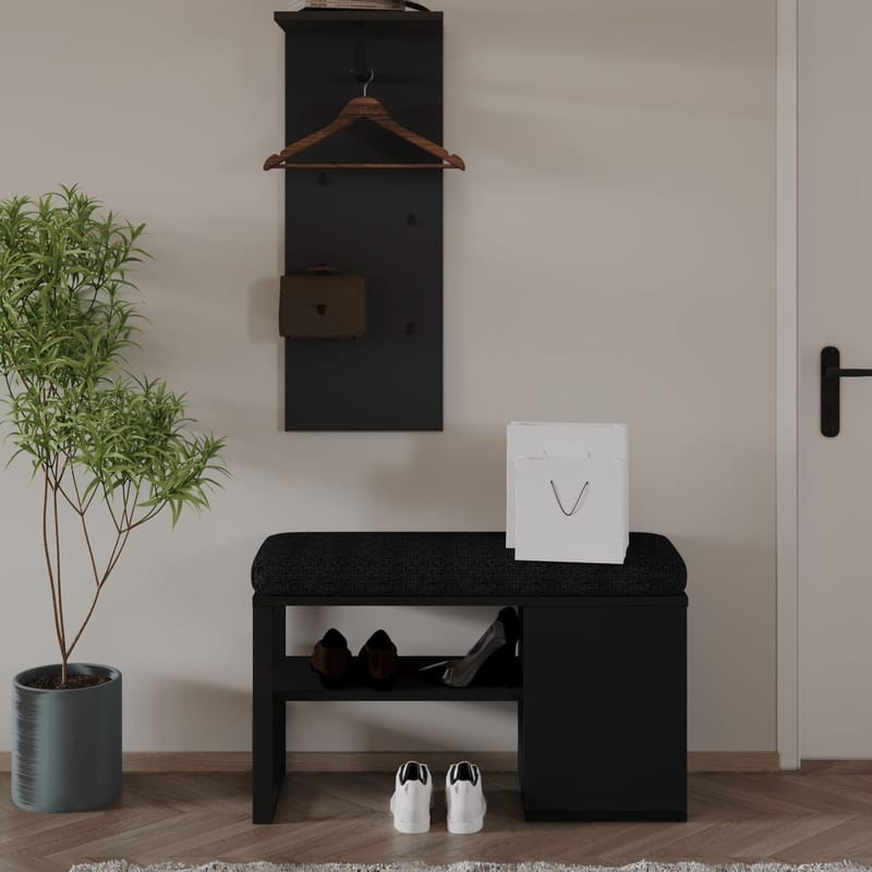 Uniqo Hallstativsett 35x90x35 cm - Svart - Møbler - Stoler & lenestoler - Benk - Entrebenk - Entrebenk med oppbevaring