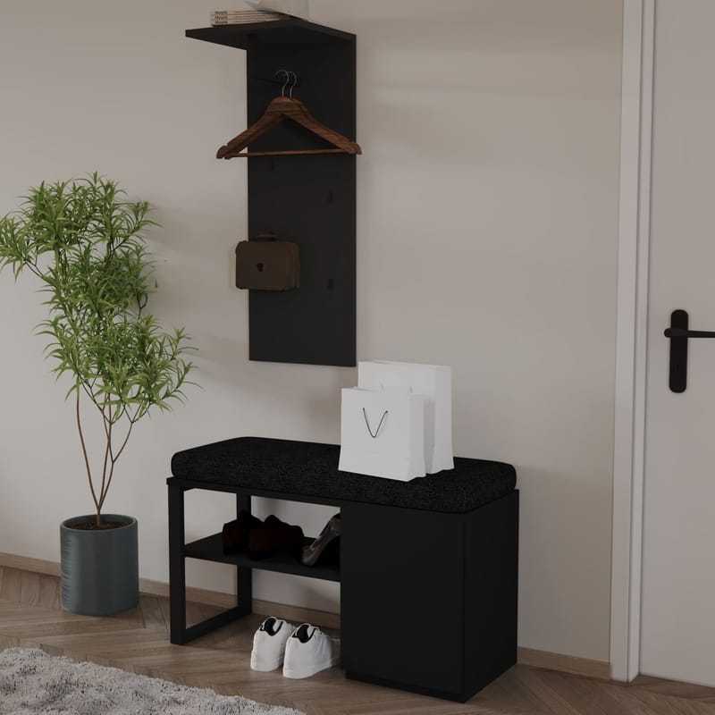 Uniqo Hallstativsett 35x90x35 cm - Svart - Møbler - Stoler & lenestoler - Benk - Entrebenk - Entrebenk med oppbevaring