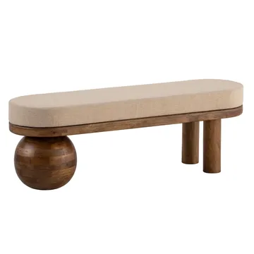 Fenira benk 140 cm - Beige og varm mørkebrun - Møbler - Stoler & lenestoler - Benk - Entrebenk