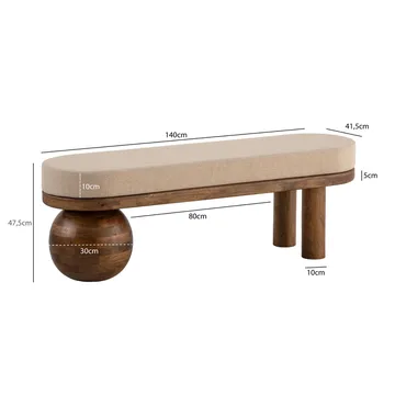 Fenira benk 140 cm - Beige og varm mørkebrun - Møbler - Stoler & lenestoler - Benk - Entrebenk