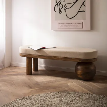 Fenira benk 140 cm - Beige og varm mørkebrun - Møbler - Stoler & lenestoler - Benk - Entrebenk