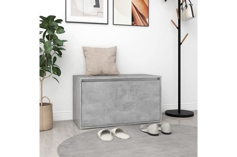 Gangbenk 80x40x45 cm betonggrå sponplate - Grå - Møbler - Stoler & lenestoler - Benk - Entrebenk - Entrebenk med oppbevaring