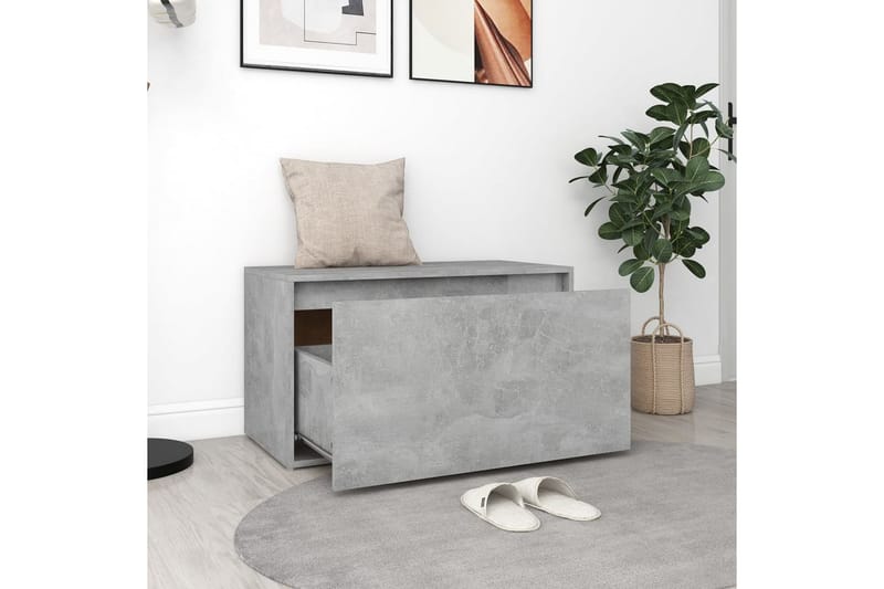Gangbenk 80x40x45 cm betonggrå sponplate - Grå - Møbler - Stoler & lenestoler - Benk - Entrebenk - Entrebenk med oppbevaring
