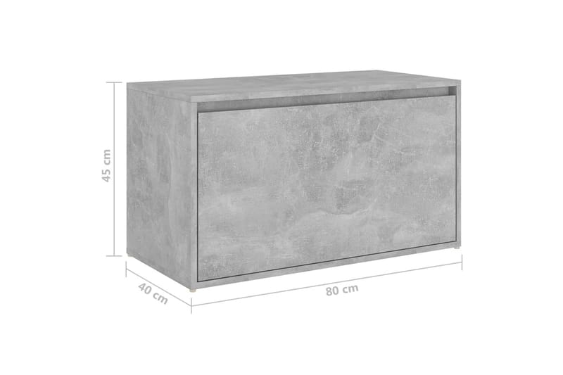 Gangbenk 80x40x45 cm betonggrå sponplate - Grå - Entrebenk med oppbevaring - Sittebenk med oppbevaring - Oppbevaringsbenk - Entrebenk - Benk