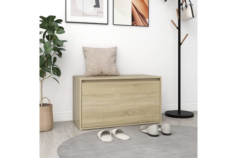 Gangbenk 80x40x45 cm sonoma eik sponplate - Brun - Møbler - Stoler & lenestoler - Benk - Entrebenk - Entrebenk med oppbevaring