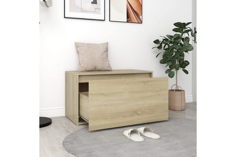 Gangbenk 80x40x45 cm sonoma eik sponplate - Brun - Møbler - Stoler & lenestoler - Benk - Entrebenk - Entrebenk med oppbevaring