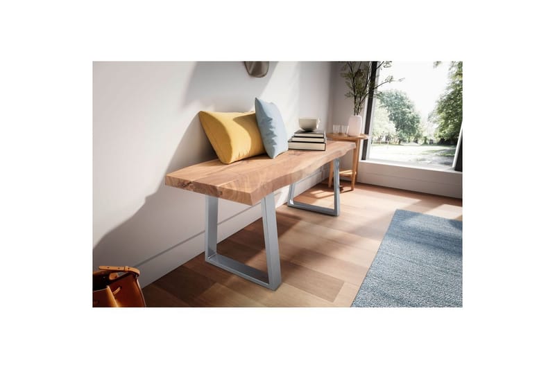 Garderobebenk Wohnling Solid Akasietre 120 cm Treetopp Hall Sølv, rette løpere - Sølv, rette løpere - Møbler - Stoler & lenestoler - Benk - Entrebenk