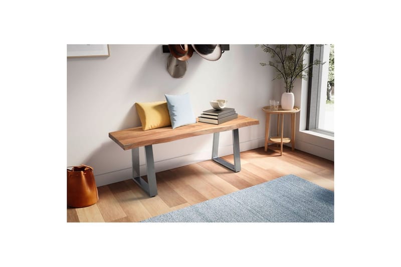 Garderobebenk Wohnling Solid Akasietre 120 cm Treetopp Hall Sølv, rette løpere - Sølv, rette løpere - Møbler - Stoler & lenestoler - Benk - Entrebenk