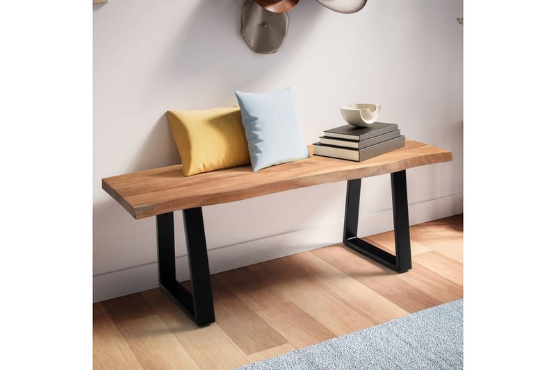 Garderobebenk Wohnling Solid Akasietre 120 cm Treetopp Hall Svart, Rett Løpere - Svart, Rett Løpere - Møbler - Stoler & lenestoler - Benk - Entrebenk