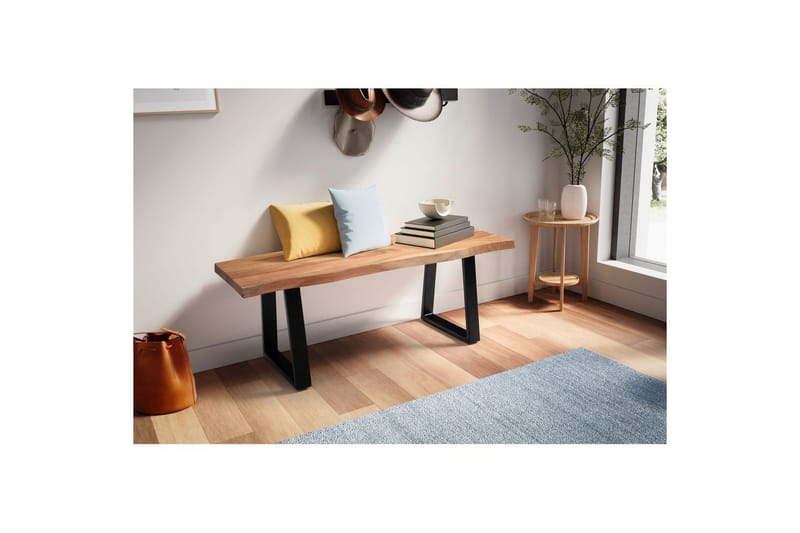 Garderobebenk Wohnling Solid Akasietre 120 cm Treetopp Hall Svart, Rett Løpere - Svart, Rett Løpere - Møbler - Stoler & lenestoler - Benk - Entrebenk